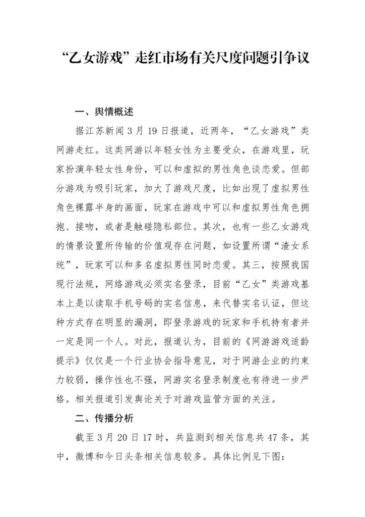 “乙女游戏”走红市场有关尺度问题引争议