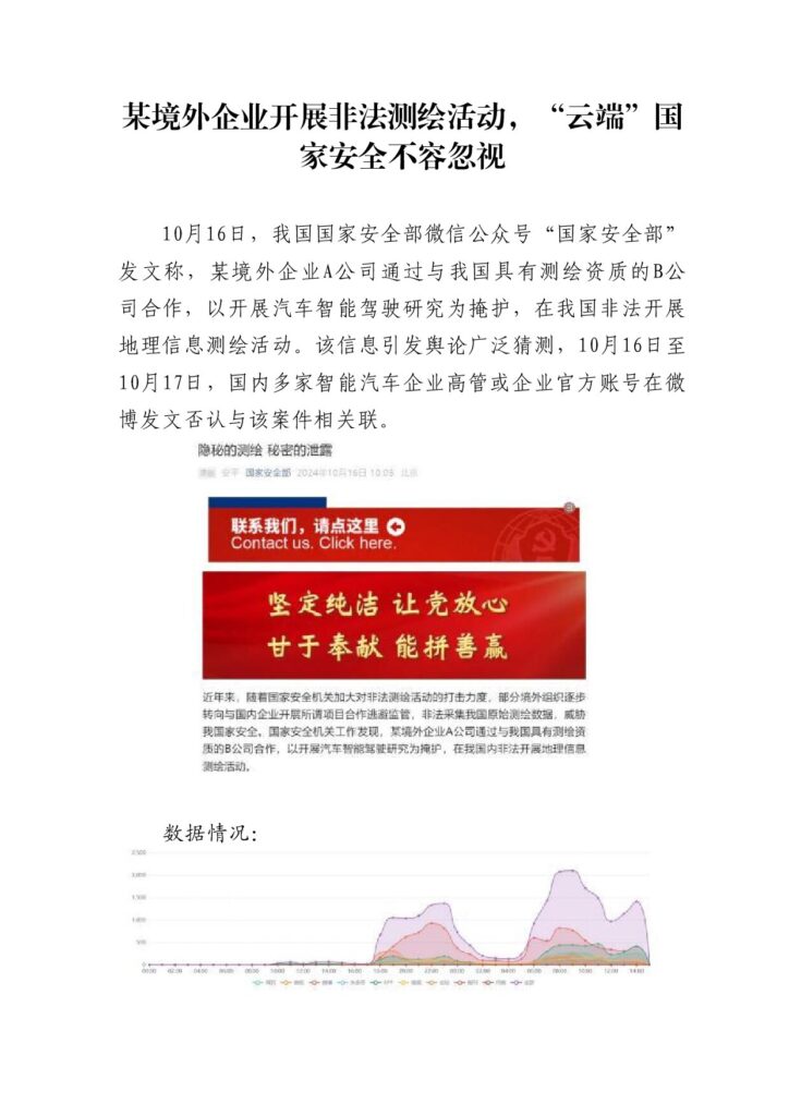 某境外企业开展非法测绘活动，“云端”国家安全不容忽视