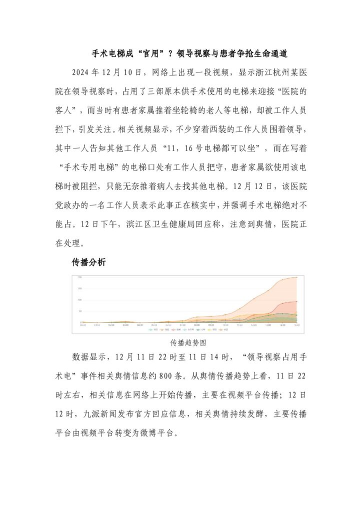 手术电梯成“官用”？领导视察与患者争抢生命通道