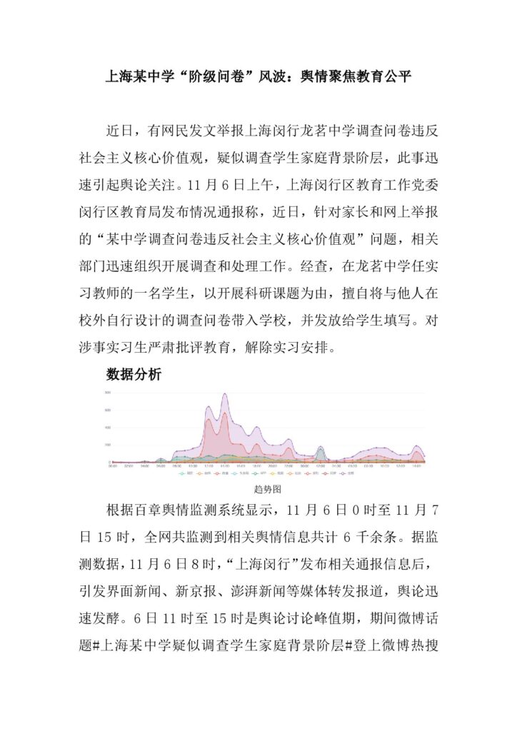 上海某中学“阶级问卷”风波：舆情聚焦教育公平