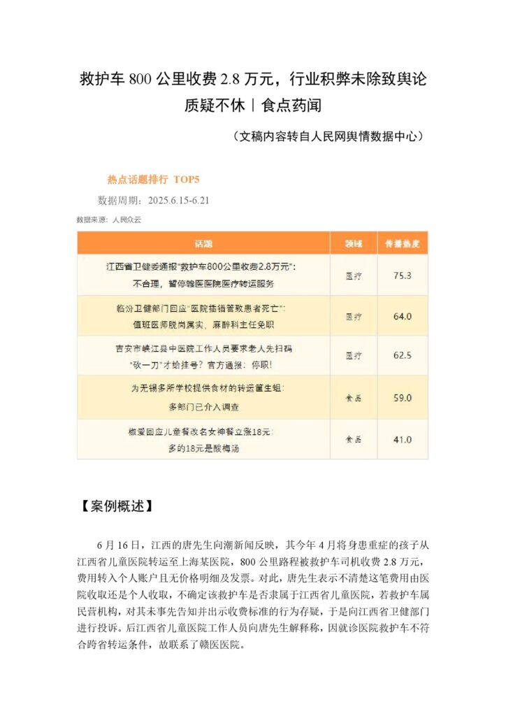 救护车800公里收费2.8万元，行业积弊未除致舆论质疑不休
