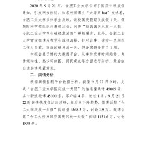 “合肥工业大学国庆放一天假”舆情快报
