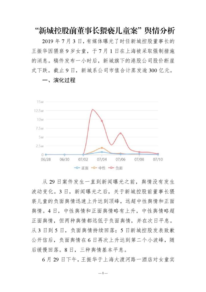 “新城控股前董事长猥亵儿童案”舆情分析