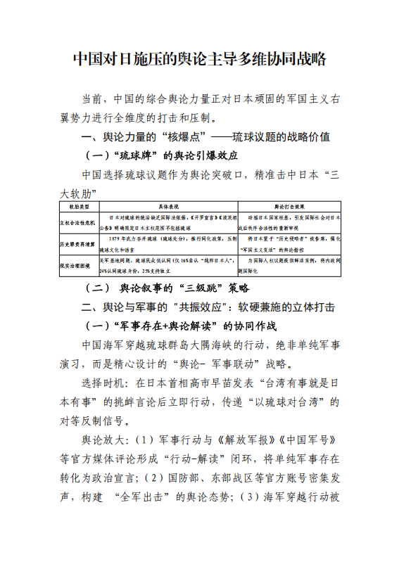 中国对日施压的舆论主导多维协同战略