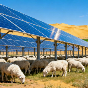 中国治沙新思路惊艳世界 光伏板下养出“光伏羊”