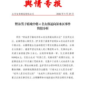 野泳男子嬉戏中将 4 名女孩逼向深水区事件舆情分析